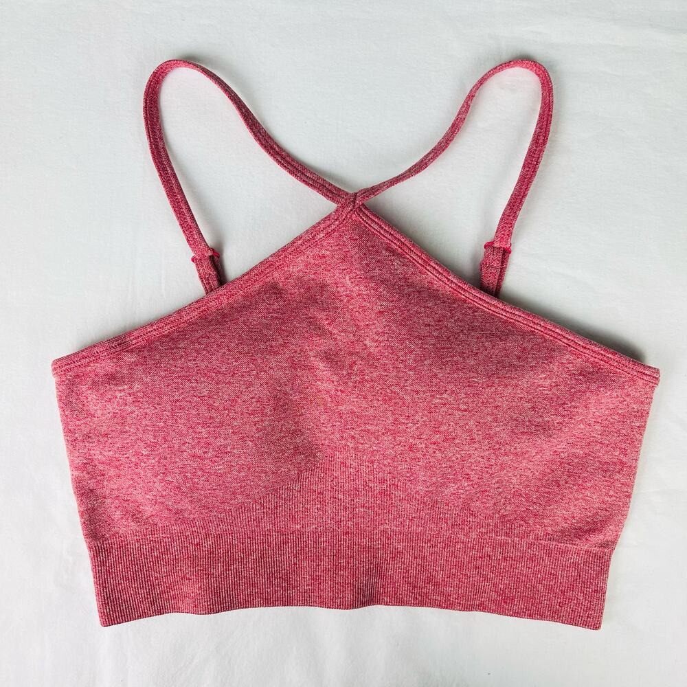 Seamless Crop Top Halter Small Stretch Red Athletic Work Out